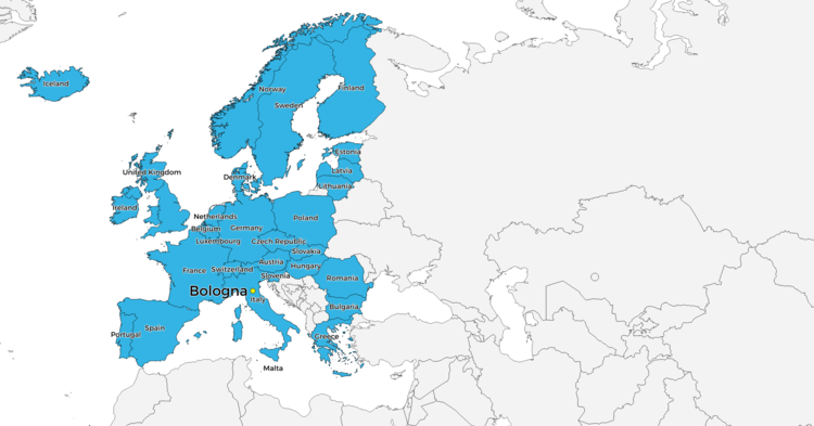 Map of the Bologna Declaration signatories